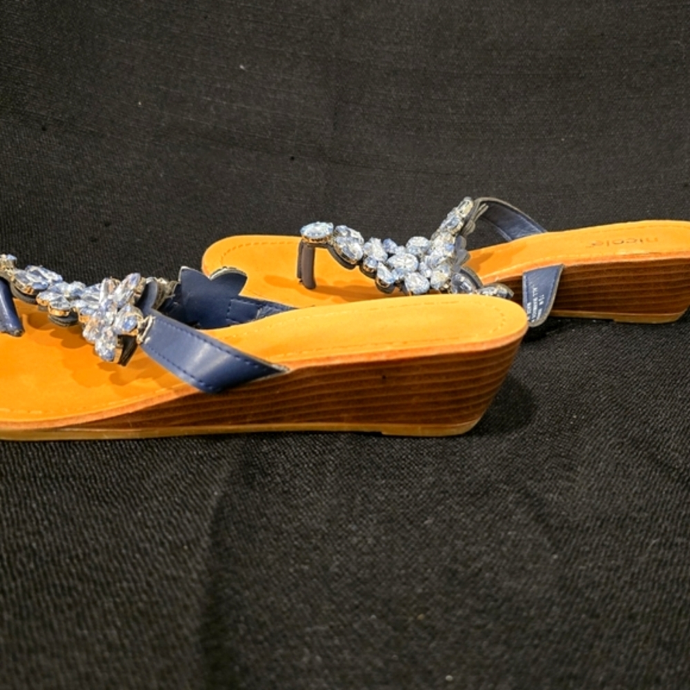 NICOLE Blue Jeweled Sandals, Size 7 - Picture 4 of 7